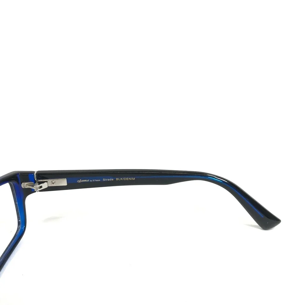 Sama Eyeglasses Frames Strada BLK/DENIM Black Clear Blue Full Rim 57-17-135